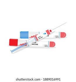 Vector vaccine vial and syringe. Covid-19 Coronavirus concept