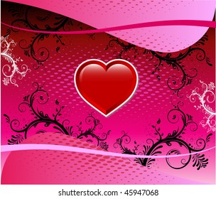 Vector Valentine Background 3 with hearts and scrolls.
