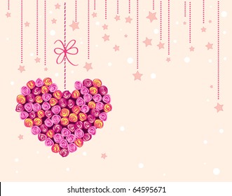 vector valentine background with floral heart