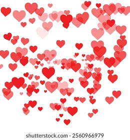 Vector valentine background with hearts falling on transparent