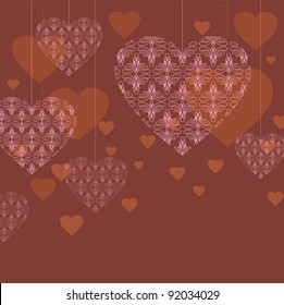 Vector valentine background with lace hearts