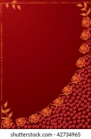 vector valentine background with roses and hearts