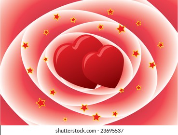 vector valentine background of two hearts in a rose