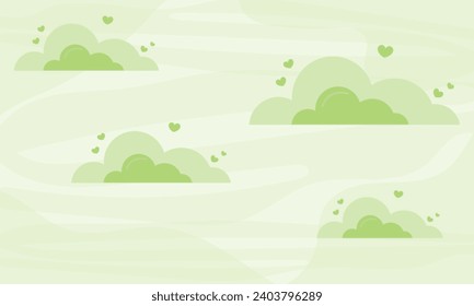 Vector valentine banner with green clouds in the sky