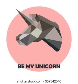 Vector valentine Be my unicorn card