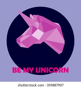 Vector valentine Be my unicorn card