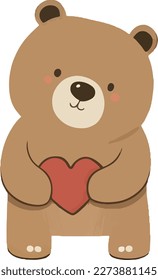 Vector Valentine Bear illustration on white background