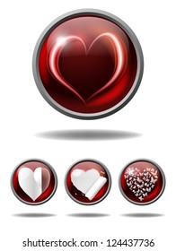 vector valentine buttons with various hearts, eps10 file, gradient mesh and transparency used, raster version available