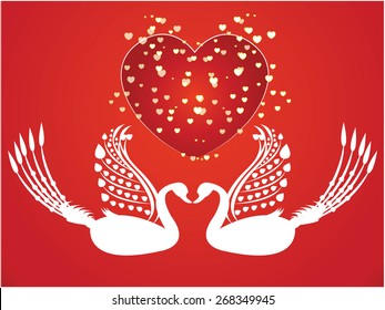 Vector Valentine card with cute swan   illustration