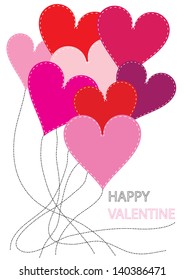 vector valentine card design with heart balloons and place for your text isolated on white background