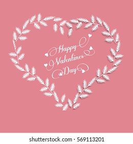 Vector - Valentine Card with flower wreath in heart shape. Vintage card. Hand drawn