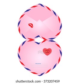 Vector Valentine card in the form of pink postal envelope