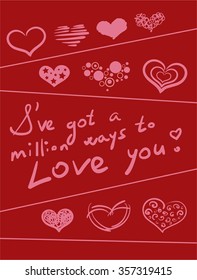 vector valentine card with handwritten text
