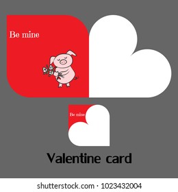 Vector valentine card with pig