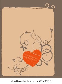 Vector Valentine Card with Rough Edges