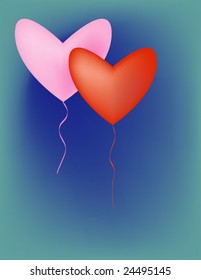 vector valentine card with two balloons heart