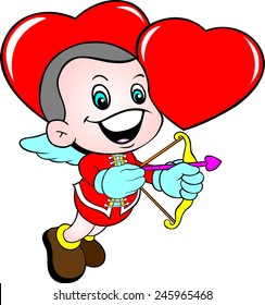 Vector valentine cartoon cupid illustration