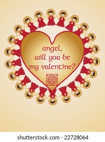 vector valentine with circle of angels