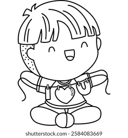 a vector of valentine couple in black and white coloring
