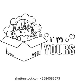 a vector of valentine couple in black and white coloring