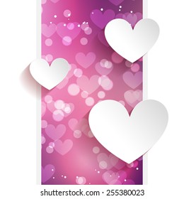 Vektor-Valentinstag-Hintergrund mit Herz-und Bokeh-Effekt