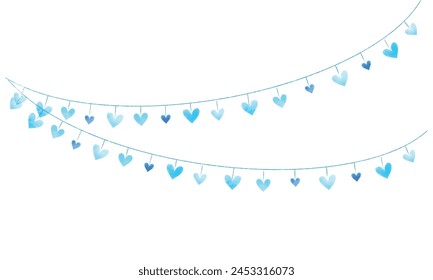 Guirnaldas de San Valentín de Vector sobre fondo blanco.