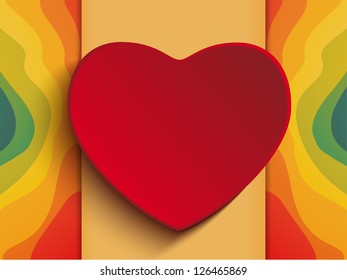 Vector - Valentine Day Heart on Rainbow Background