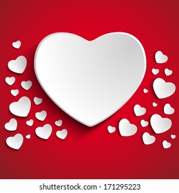 Vector - Valentine Day Heart on Red  Background