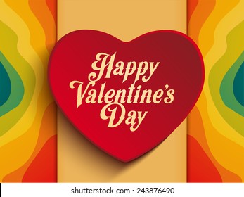 Vector - Valentine Day Heart on Rainbow Background