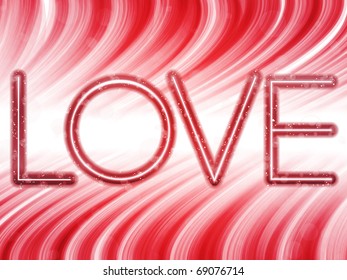 Vector - Valentine Day Love Word Abstract Colorful Waves on White Background