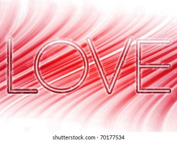 Vector - Valentine Day Love Word Abstract Colorful Waves on White Background