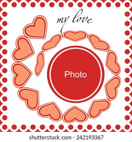 Vector Valentine Day photo frame red