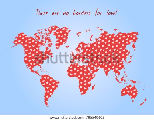 Vector Valentine Day Postcard World Map Stock Vector (Royalty Free