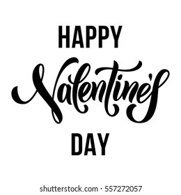 Vector Valentine Day text lettering for premium white greeting card.