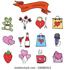 Vector of Valentine element collection stock