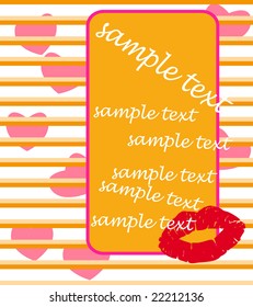 vector valentine flyer with lips & hearts