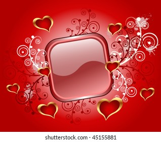Vector valentine glossy frame or navigatoin button