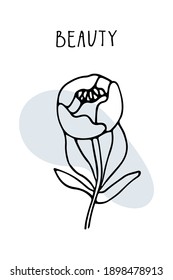 Vector valentine. Hand drawn linear illustration of peony flower is perfect for engagement, betrothal, offer of marriage, wedding invitation, greeting card, interior poster