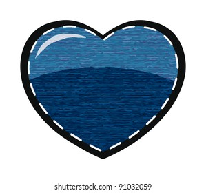 vector valentine heart with blue jeans background
