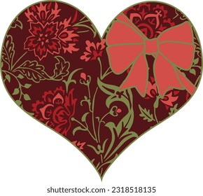 Vector valentine heart with bow