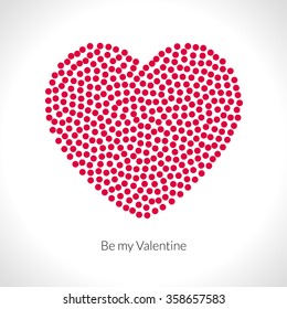 Vector Valentine heart shape filled with red circles. Holiday shape