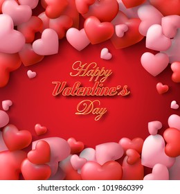 Vector Valentine and Hearts Background Floating with Happy Valentines Day Greetings. Vector Illustration.