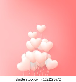  Vector Valentine and Hearts Background Floating with Happy Valentines Day Greetings. Vector Illustration.
