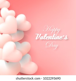  Vector Valentine and Hearts Background Floating with Happy Valentines Day Greetings. Vector Illustration.