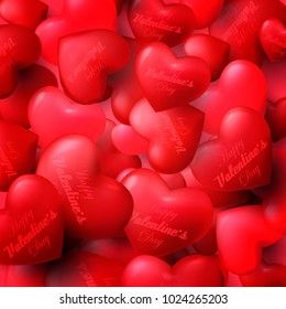  Vector Valentine and Hearts Background Floating with Happy Valentines Day Greetings. Vector Illustration.