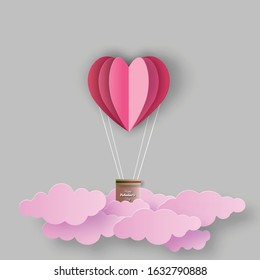 Vector Valentine and Hearts Background Floating with Happy Valentines Day Greetings. Vector Illustration.