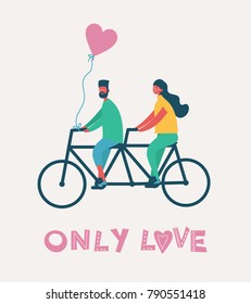 Vector Valentine illustration in a flat style of happy people in love