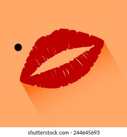 Vector valentine kiss flat icon