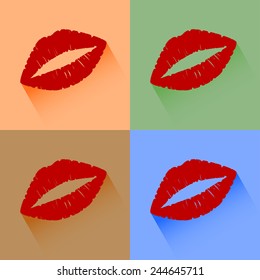 Vector valentine kiss flat icon