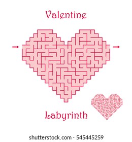 Vector Valentine labyrinth. Maze / Labyrinth with entry and exit.